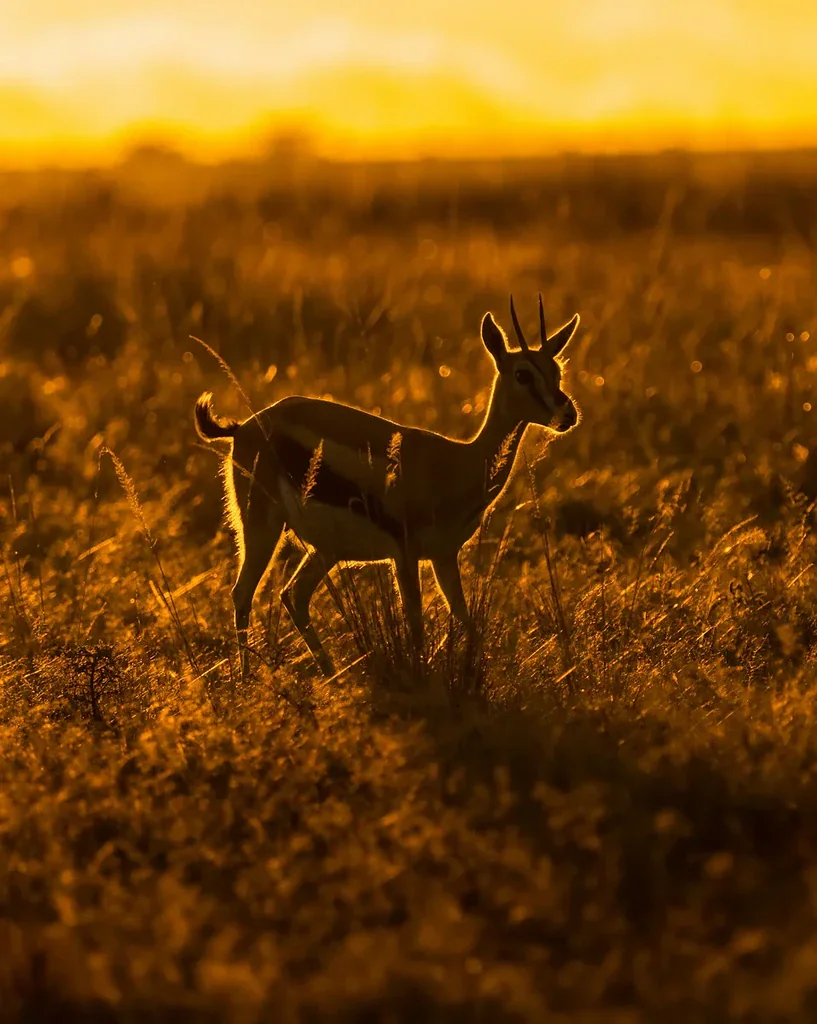 About Maasai Mara National Reserve 3 A gazelle standing in sunlit golden grass