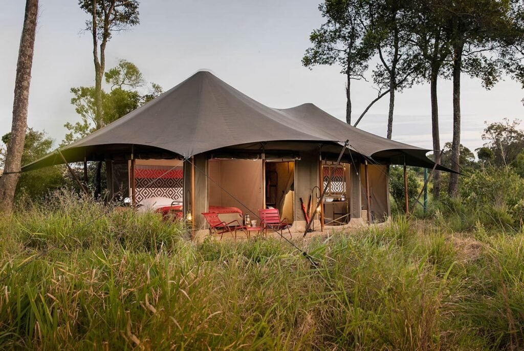 Angama Safari Camp canvas guest tent on the Mara Triangle plains