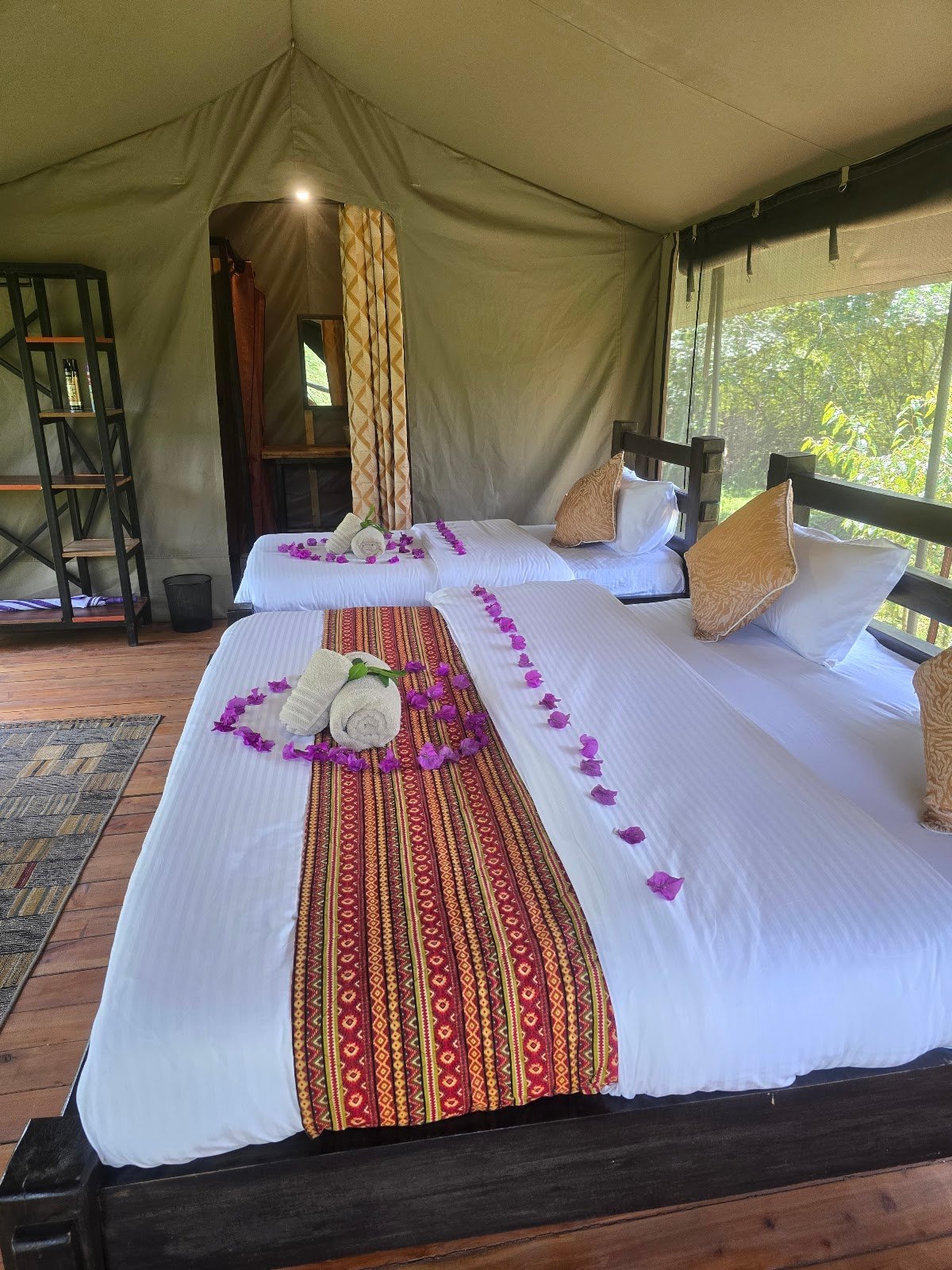 Aruba Mara Camp furnished canvas tent with mosquito net and wooden floor