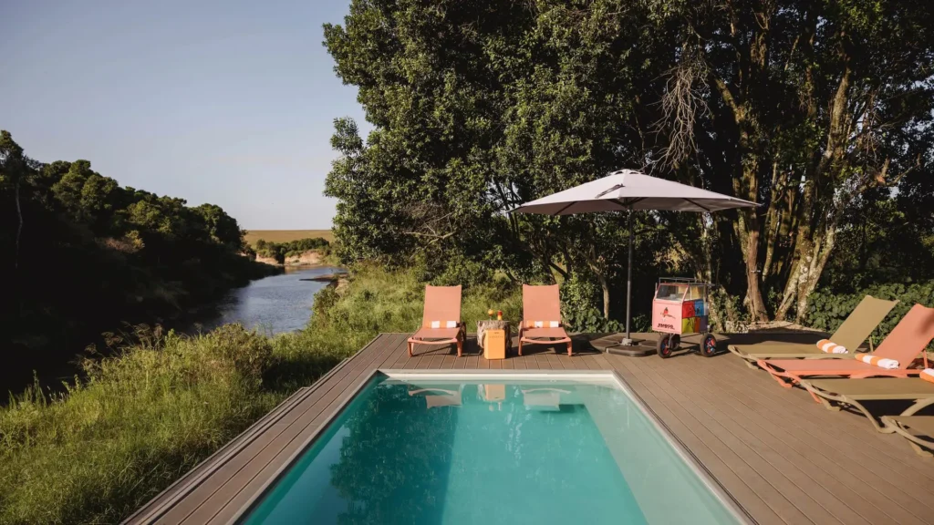 Emboo Camp swimming pool and river-facing deck
