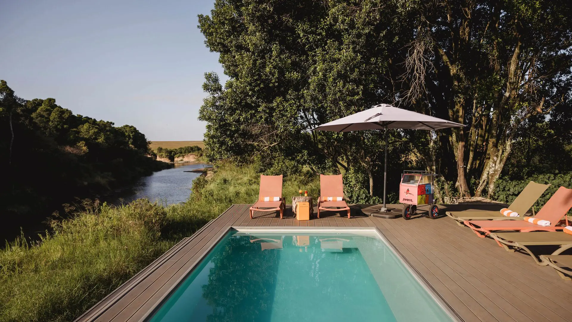 Emboo Camp swimming pool and river-facing deck