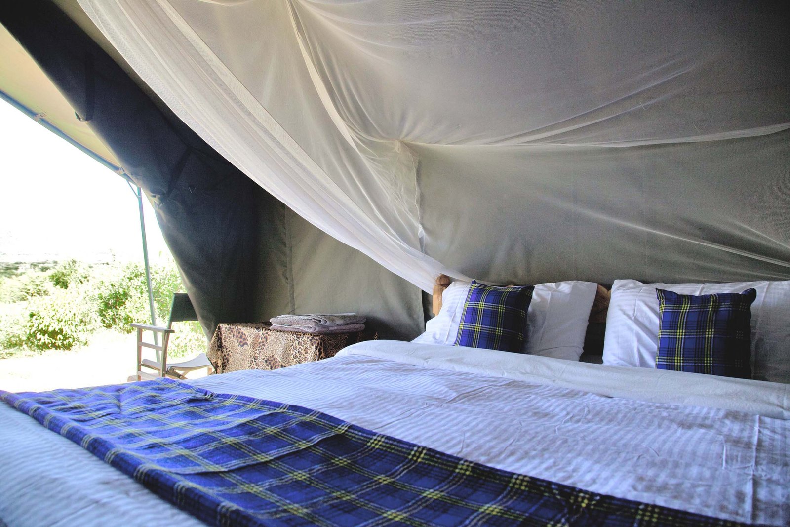Fisi Camp canvas bedroom with netted double bed and private veranda