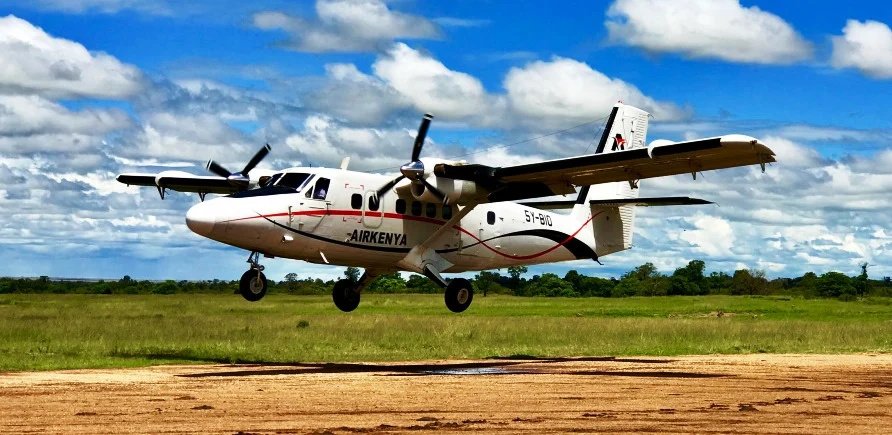 AirKenya Twin Otter above an airstrip