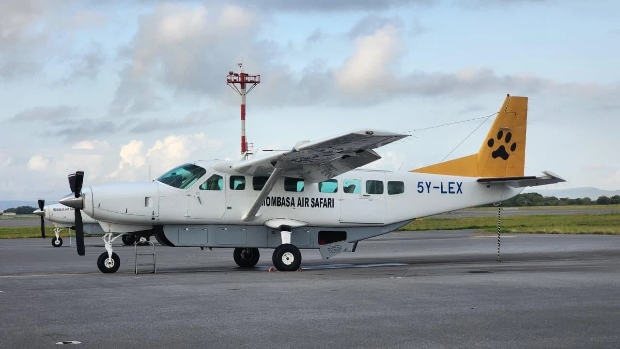 Mombasa Air Safari flights to the Maasai Mara 1 Mombasa Air Safari Cessna Caravan parked on the apron