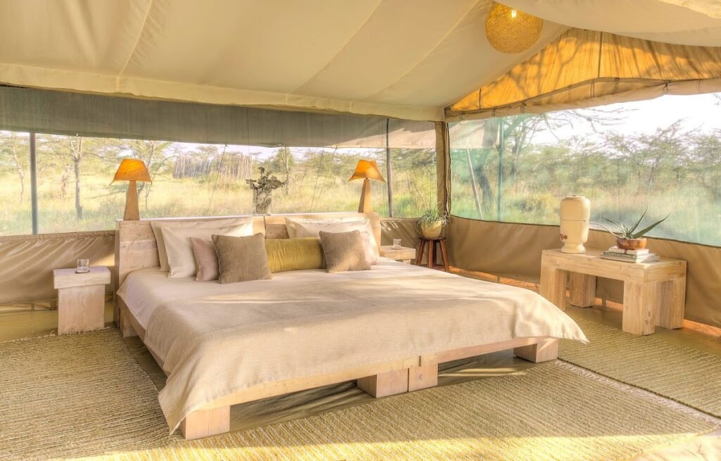 Kicheche Bush Olare double tent with screened sides and a view into the bush
