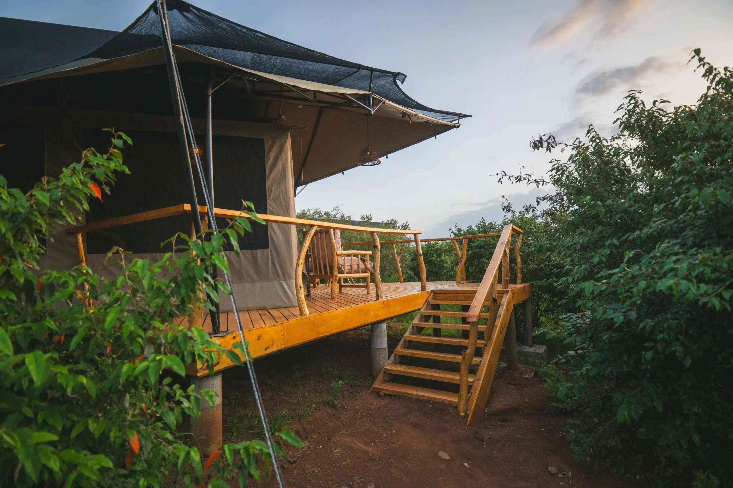 Mara Hilltop luxury tent exterior and wooden deck