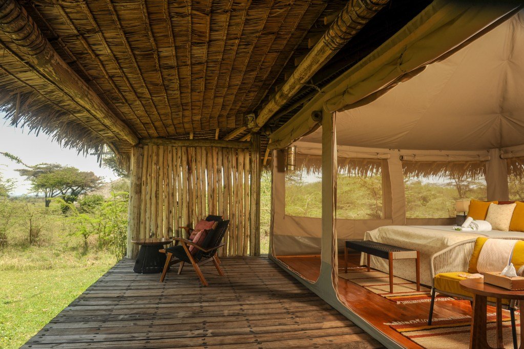 Mara Siana tent veranda with chairs and canvas bedroom opening