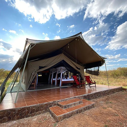 Mara Siligi Camp canvas tent and private deck on a raised platform