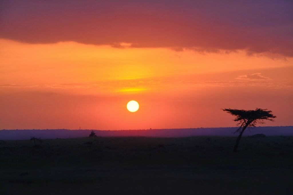 Sunset over the wider Maasai Mara landscape, general regional context