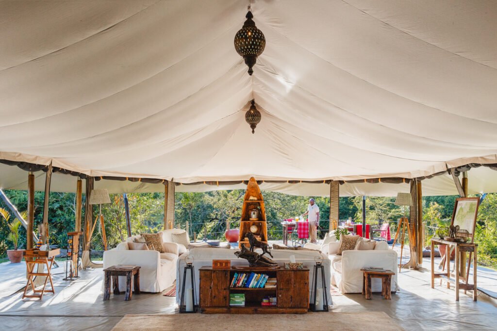 Offbeat Ndoto riverside mess tent with open guest lounge
