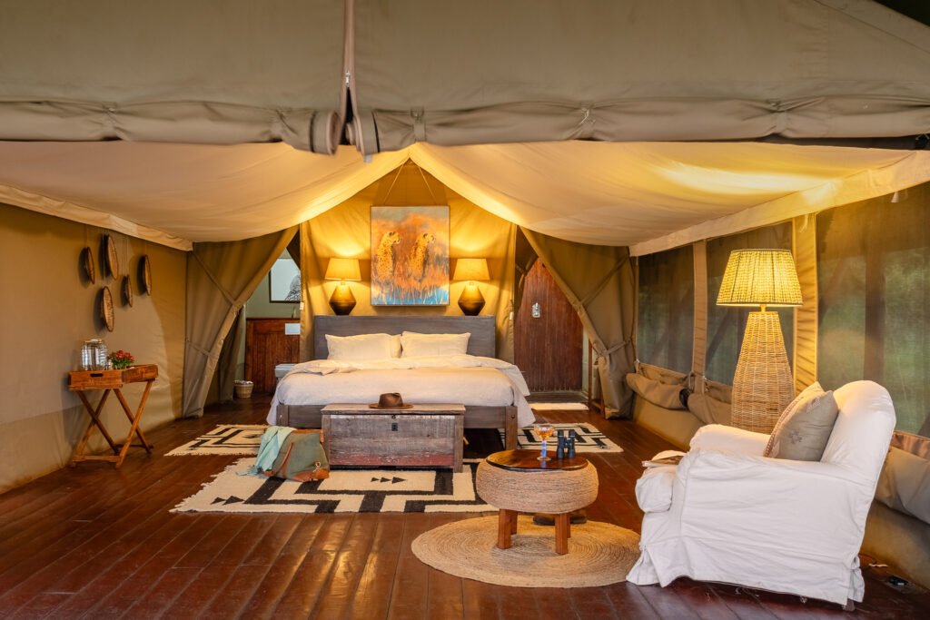 Offbeat Ndoto two-bedroom luxury suite interior beneath canvas