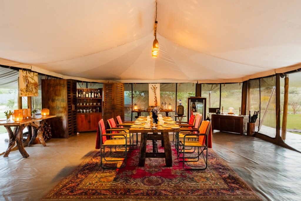 Offbeat Ndoto main guest area with bar and dining table