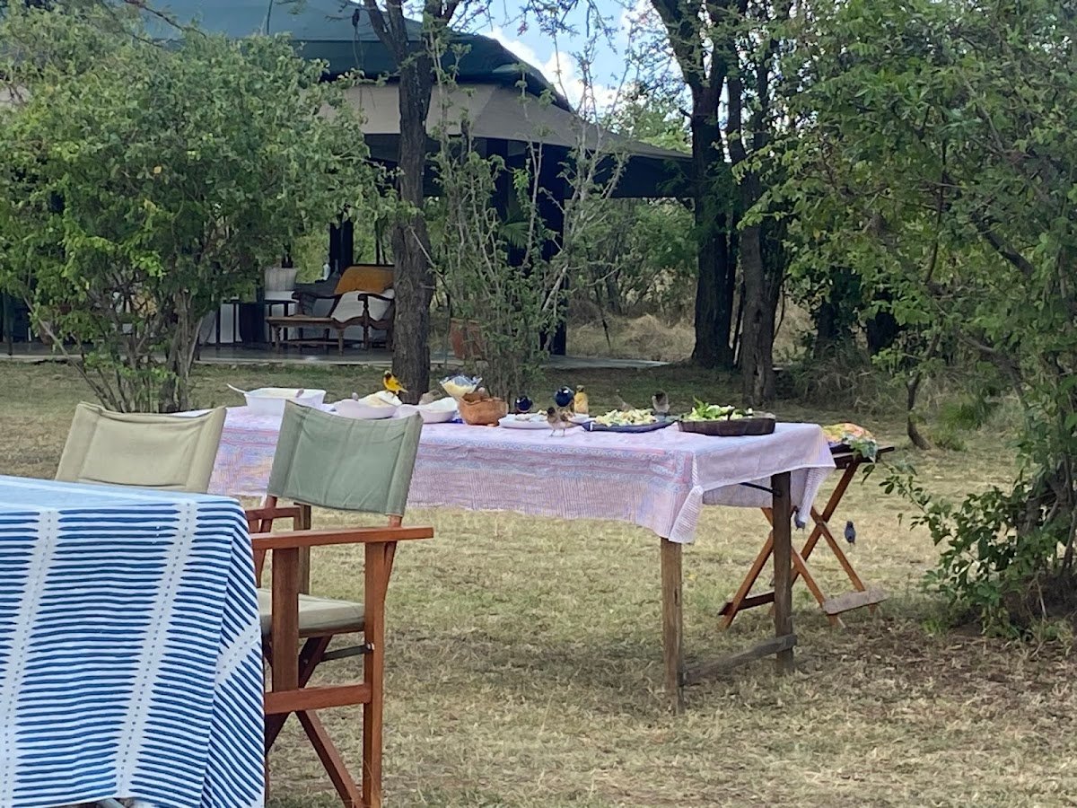 Hemingways River Camp Mara outdoor dining beside the canvas mess area