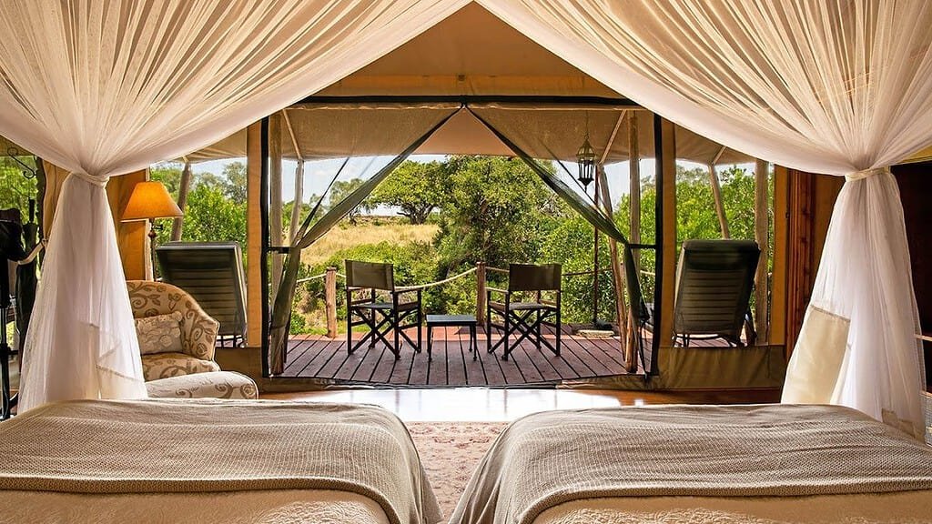 Maasai Mara lodges and camps 10 Twin beds and private veranda at Elewana Sand River Maasai Mara